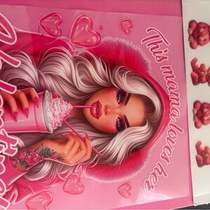 Pink Illustrated Poster with Hearts